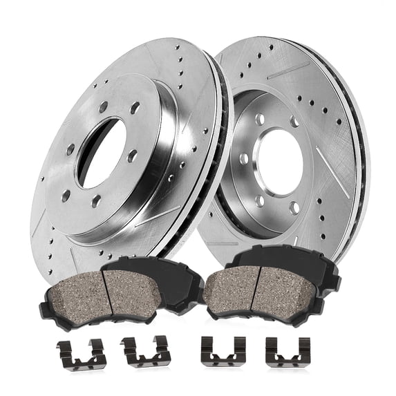 Callahan Brake Parts Brake Kit for Lexus GX460 2010-2023, Toyota 4Runner 2010-2024 Front Drilled and Slotted Brake Rotors with Ceramic Brake Pads EBYK042843