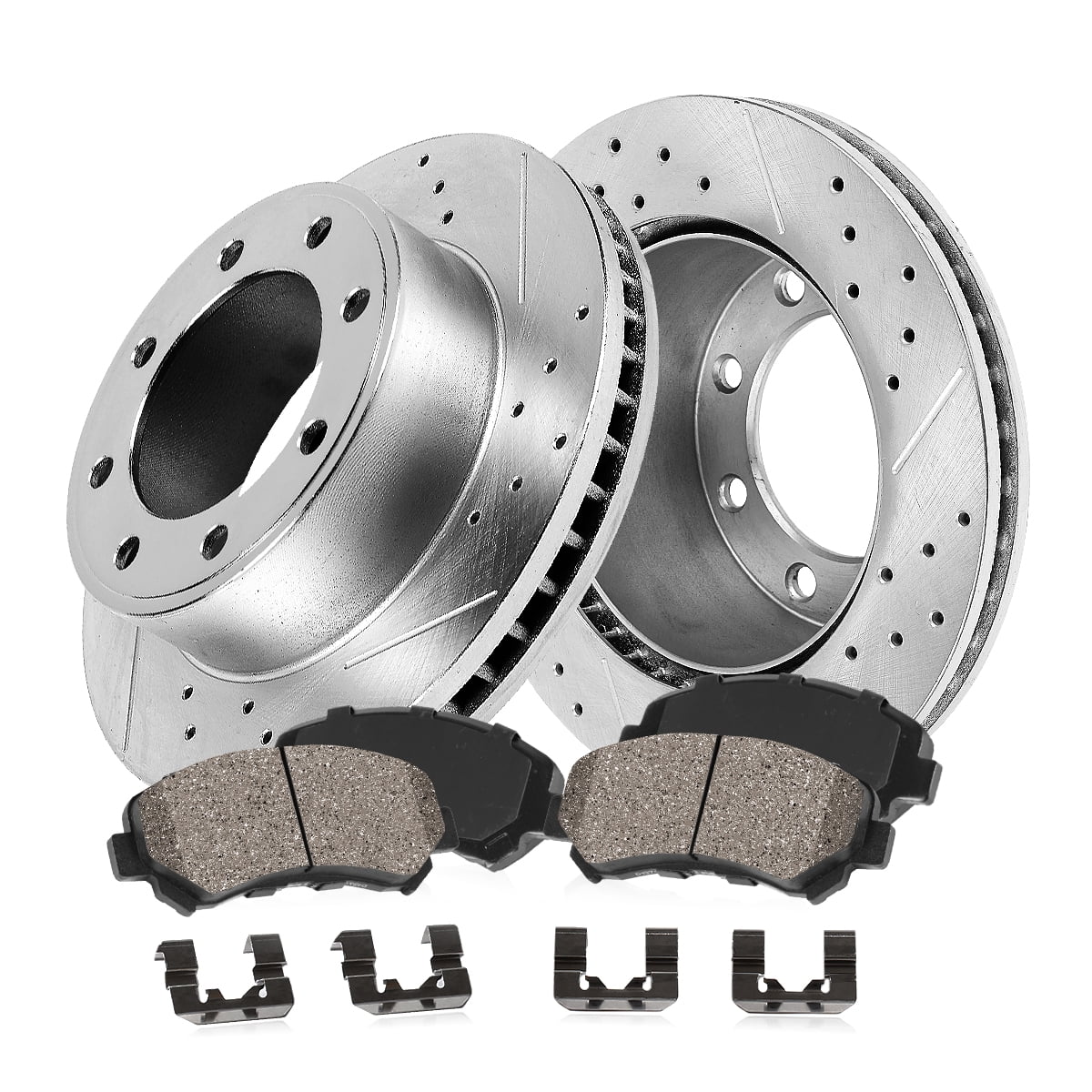 Callahan Brake Parts Brake Kit for Ford F-350 Super Duty 2015-2016 Front Drilled and Slotted Brake Rotors with Ceramic Brake Pads EBYK044572