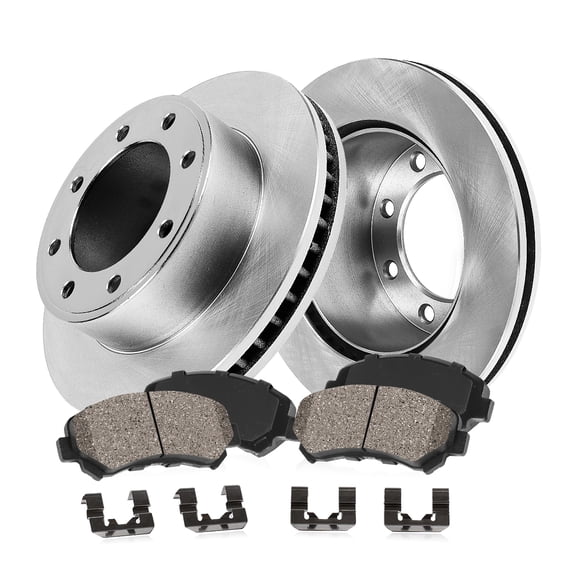 Callahan Brake Parts Brake Kit for Dodge Ram 2500 09-10 Dodge Ram 3500 09-10 Ram 1500 2012 Ram 2500 11-18 Ram 3500 11-18 Front Replacement Brake Rotors with Ceramic Brake Pads EBYK036420