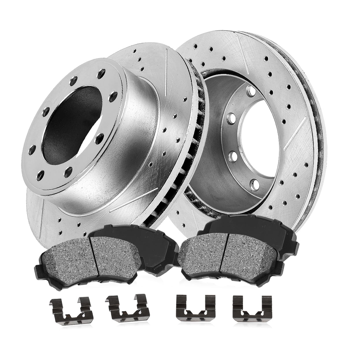 Callahan Brake Parts Brake Kit for Ford F-250 Super Duty 05-08 Ford F-350 Super Duty 05-11 Ford F-450 Super Duty 10-12 Front Drilled and Slotted Brake Rotors with Metallic Brake Pads EBYK038313