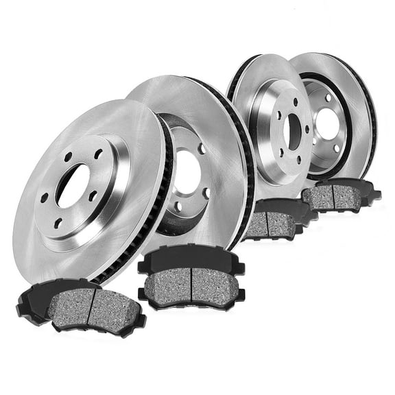 Callahan Brake Parts Brake Kit for Chrysler Aspen 07-09 Dodge Durango 07-09 Dodge Ram 1500 06-10 Ram 1500 11-18 Ram 1500 Classic 19-24 Front and Rear Brake Rotors with Metallic Brake Pads EBYK011432