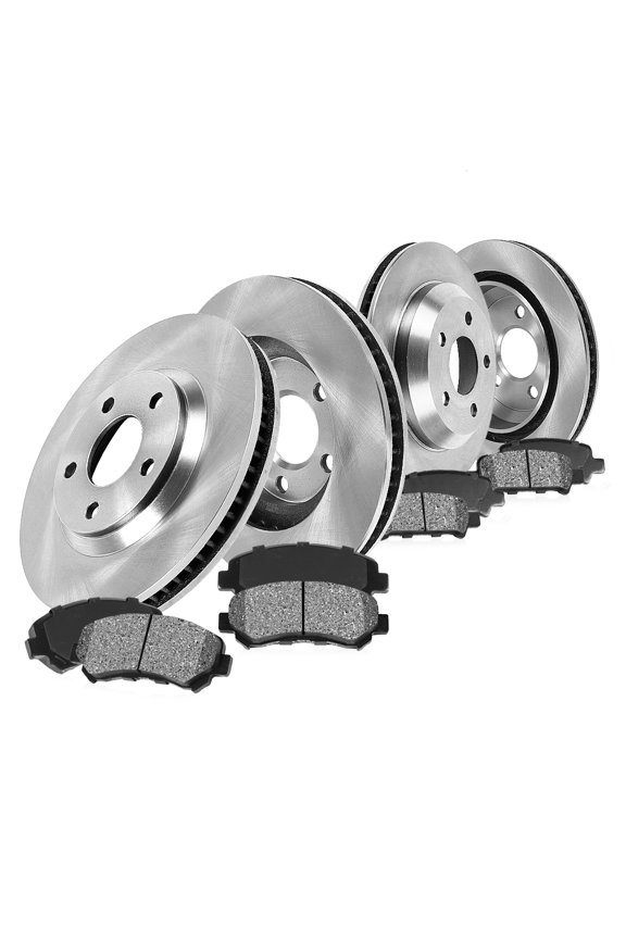 Brake Kit for Chrysler Aspen 07-09 Dodge Durango 07-09 Dodge Ram 1500 06-10 Ram 1500 11-18 Ram 1500 Classic 19-24 Front and Rear Brake Rotors with Metallic Brake Pads EBYK011432