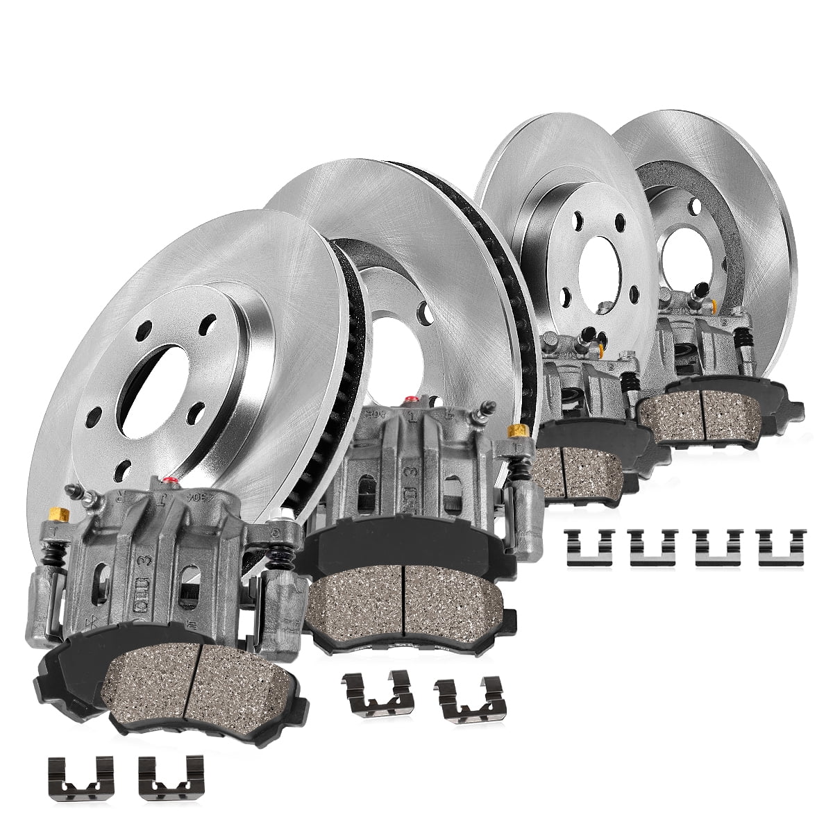 Callahan Brake Parts Brake Kit for Ford F-150 1999-2000 Front and Rear Replacement Brake Rotors with Ceramic Brake Pads and Brake Calipers CLHCCO111427