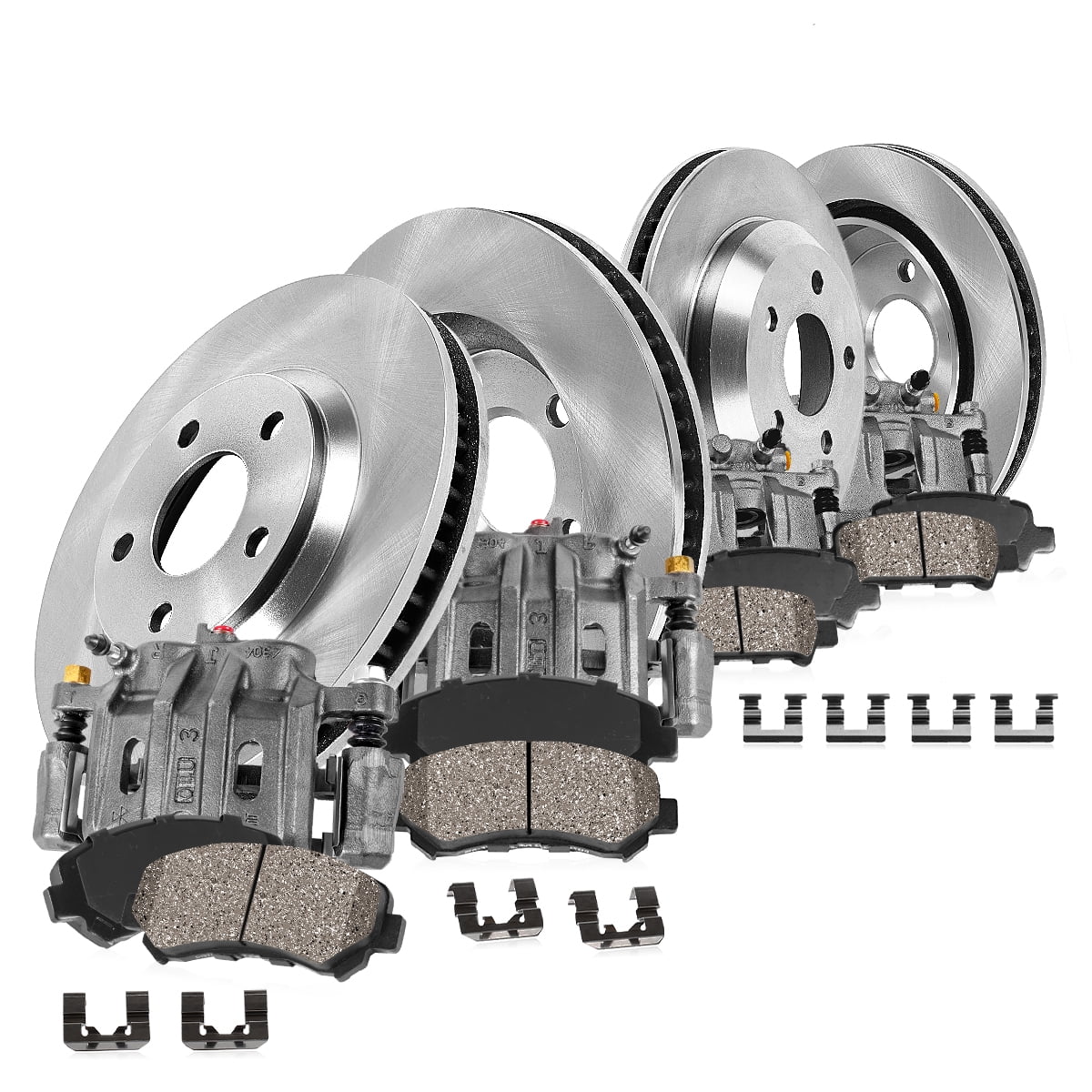 Callahan Brake Parts Brake Kit for Chevrolet Tahoe 2015-2020 Front and Rear Replacement Brake Rotors with Ceramic Brake Pads and Brake Calipers CLHCCO114431