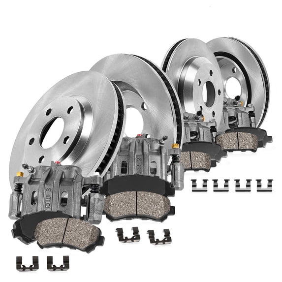 Callahan Brake Parts Brake Kit for Ford F-350 Super Duty 2005-2007 Front and Rear Replacement Brake Rotors with Ceramic Brake Pads and Brake Calipers EBYK033806