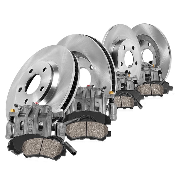 Callahan Brake Parts Brake Kit for BMW 328i 2011-2013 Front and Rear Replacement Brake Rotors with Ceramic Brake Pads and Brake Calipers EBYK035382