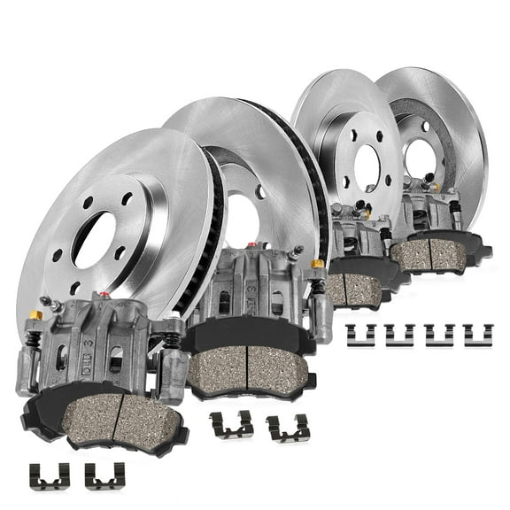 Callahan Brake Parts Brake Kit for Acura RDX 2010-2012, Honda CR-V 2007-2011 Front and Rear Replacement Brake Rotors with Ceramic Brake Pads and Brake Calipers EBYK047678