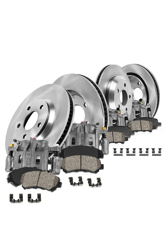 Kit for Ford E-150 08-14 Ford E-250 08-14 Ford E-350 Super Duty 08-19 Ford E-350 Super Duty 21-23 Ford E-450 Super Duty 17-18 Front and Rear Rotors Brake Pads Calipers EBYK047705