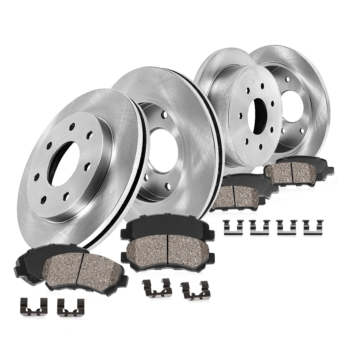 Callahan Brake Parts Brake Kit for Ford F-150 2000-2003, Ford F-150 Heritage 2004, Ford F-250 1998-1999 Front and Rear Replacement Brake Rotors with Ceramic Brake Pads EBYK028095