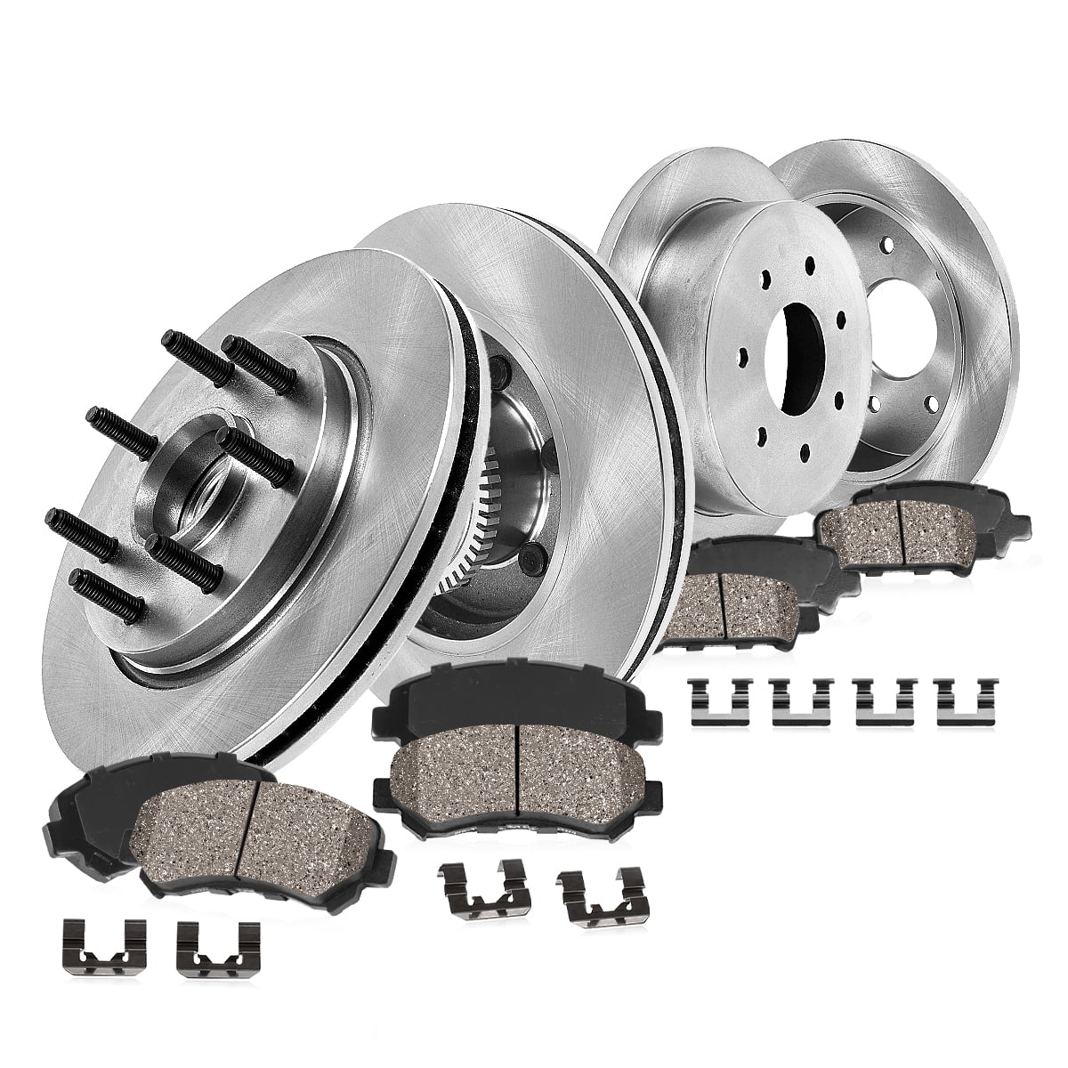 Callahan Brake Parts Brake Kit for Ford F-150 2000-2003, Ford F-150 Heritage 2004, Ford F-250 1998-1999 Front and Rear Replacement Brake Rotors with Ceramic Brake Pads EBYK028096