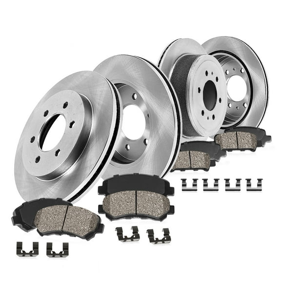 Callahan Brake Parts Brake Kit for Chevrolet Express 1500 2009-2014, GMC Savana 1500 2009-2014 Front and Rear Replacement Brake Rotors with Ceramic Brake Pads EBYK036711