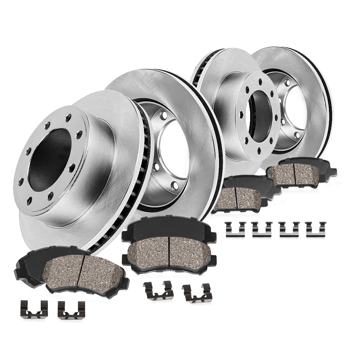 Callahan Brake Parts Brake Kit for Chevrolet Express 3500 2003-2008, GMC Savana 3500 2003-2008 Front and Rear Replacement Brake Rotors with Ceramic Brake Pads EBYK036995