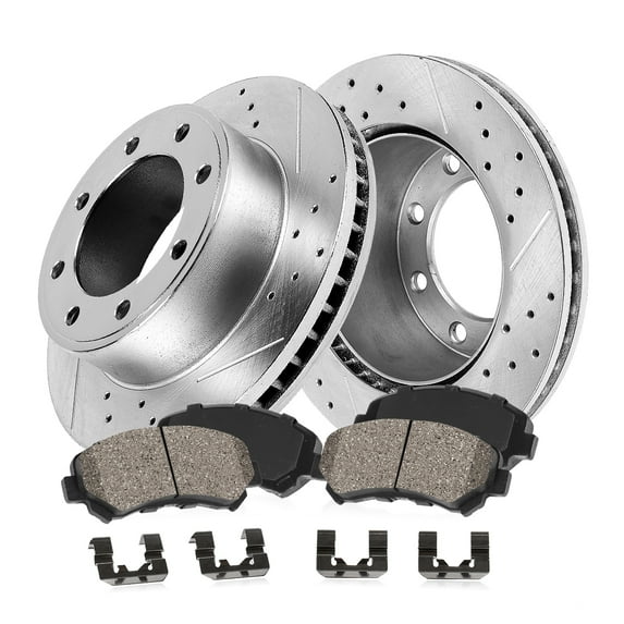 Callahan Brake Parts Brake Kit for FORD Select Models Front or Rear Drilled and Slotted Brake Rotors with Ceramic Brake Pads EBYK042379