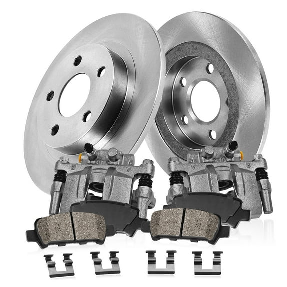 Callahan Brake Parts Brake Kit for Chrysler PT Cruiser 2003-2010, Dodge Neon 2003-2005 Rear Replacement Brake Rotors with Ceramic Brake Pads and Brake Calipers CLHCCO111393