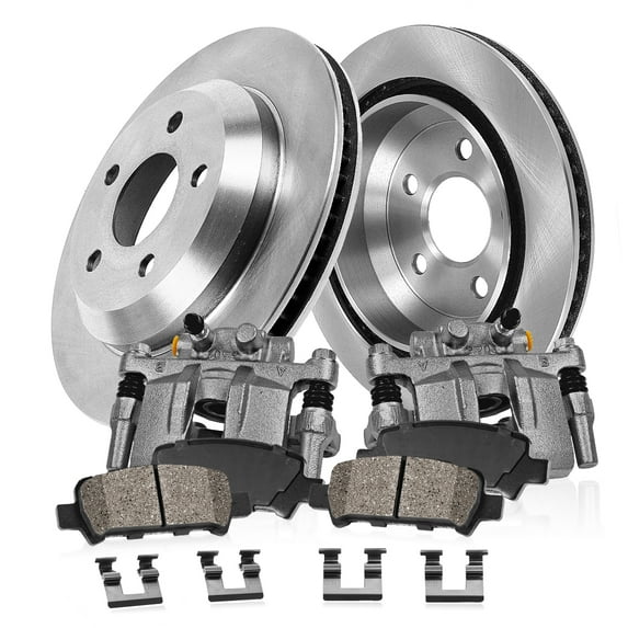 Callahan Brake Parts Brake Kit for INFINITI G25 2011-2012, INFINITI G37 2009-2013 Rear Replacement Brake Rotors with Ceramic Brake Pads and Brake Calipers EBYK027799