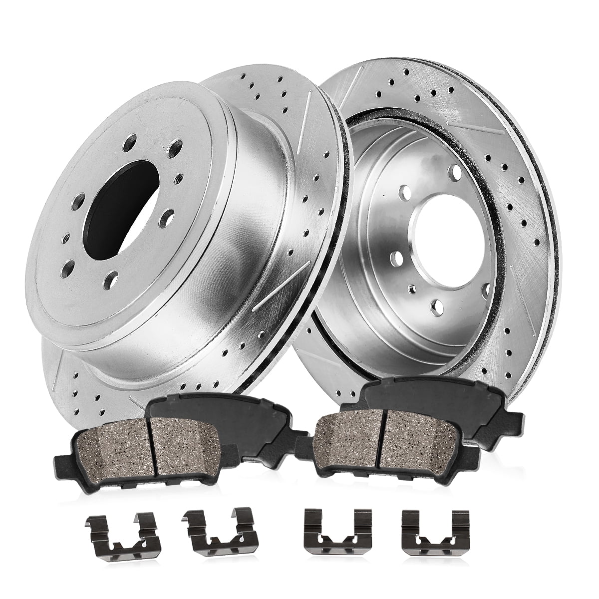 Callahan Brake Parts Brake Kit for CHEVROLET GMC Select Models Rear Drilled and Slotted Brake Rotors with Ceramic Brake Pads EBYK014935