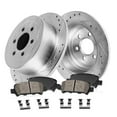 thumbnail image 1 of Callahan Brake Parts Brake Kit for Hummer H3 2006-2010, Hummer H3T 2009-2010 Rear Drilled and Slotted Brake Rotors with Ceramic Brake Pads EBYK015237, 1 of 6