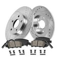 thumbnail image 1 of Callahan Brake Parts Brake Kit for BMW 740i 1995, BMW 740i 1997-2001, BMW 740iL 1995-2001 Rear Drilled and Slotted Brake Rotors with Ceramic Brake Pads EBYK034291, 1 of 6