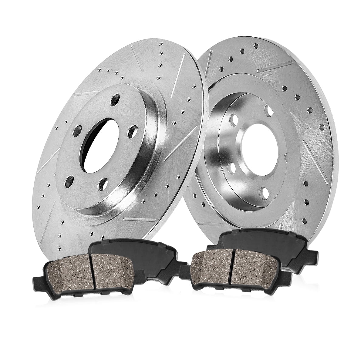 Callahan Brake Parts Brake Kit for Chrysler Pacifica 2017-2024, Chrysler Voyager 2020-2024 Rear Drilled and Slotted Brake Rotors with Ceramic Brake Pads EBYK042394