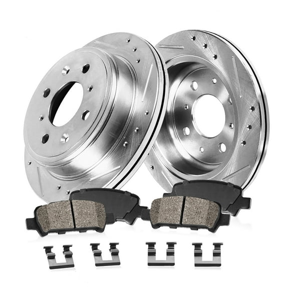 Callahan Brake Parts Brake Kit for Toyota MR2 Spyder 2000-2005 Rear Drilled and Slotted Brake Rotors with Ceramic Brake Pads EBYK042456