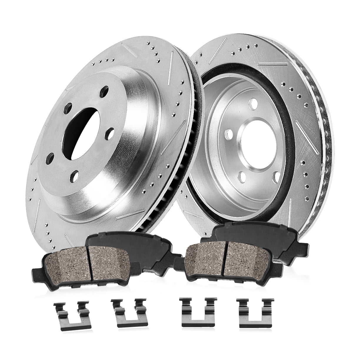 Callahan Brake Parts Brake Kit for Chevrolet Camaro 1998-2002, Pontiac Firebird 1998-2002 Rear Drilled and Slotted Brake Rotors with Ceramic Brake Pads EBYK043138