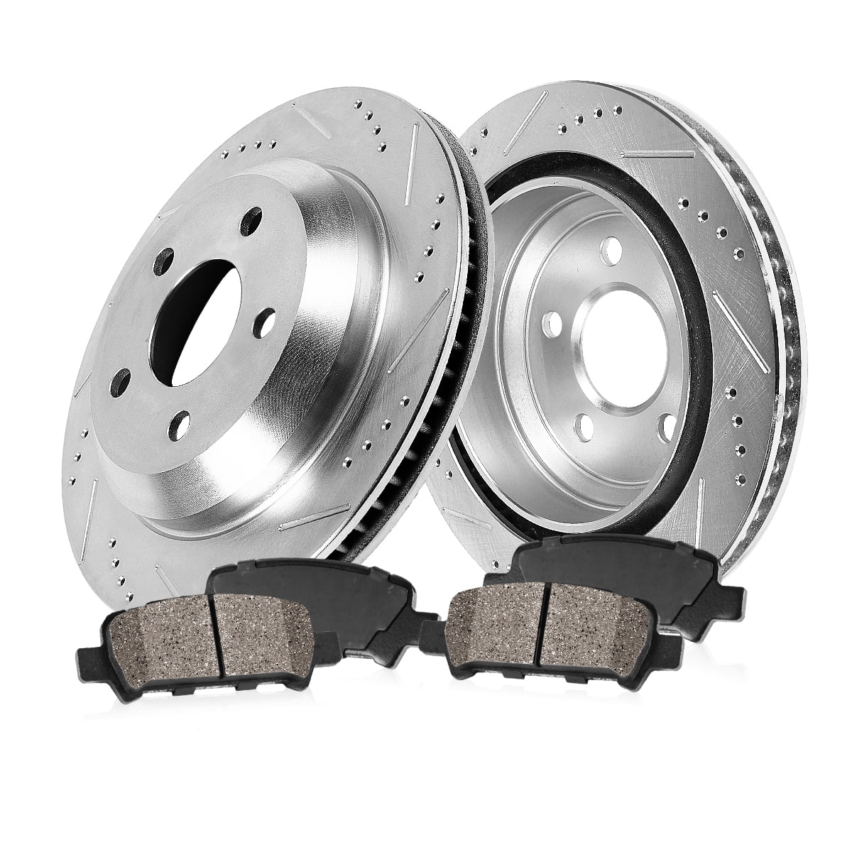Callahan Brake Parts Brake Kit for Subaru Impreza 2006-2007 Rear Drilled and Slotted Brake Rotors with Ceramic Brake Pads EBYRXPJ27018