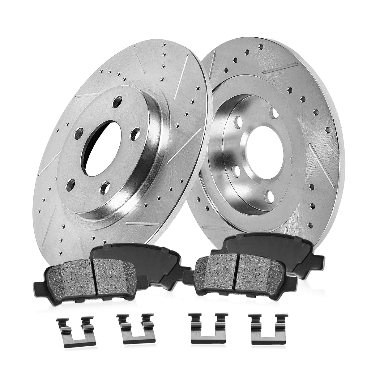 Callahan Brake Parts Brake Kit for BUICK CHEVROLET PONTIAC Select Models Rear Drilled and Slotted Brake Rotors with Metallic Brake Pads EBYK038309