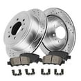 thumbnail image 1 of Callahan Brake Parts Brake Kit for INFINITI QX56 04-10 Nissan Armada 05-15 Nissan Pathfinder Armada 2004 Nissan TITAN 04-15 Rear Drilled and Slotted Brake Rotors with Ceramic Brake Pads EBYK043195, 1 of 6