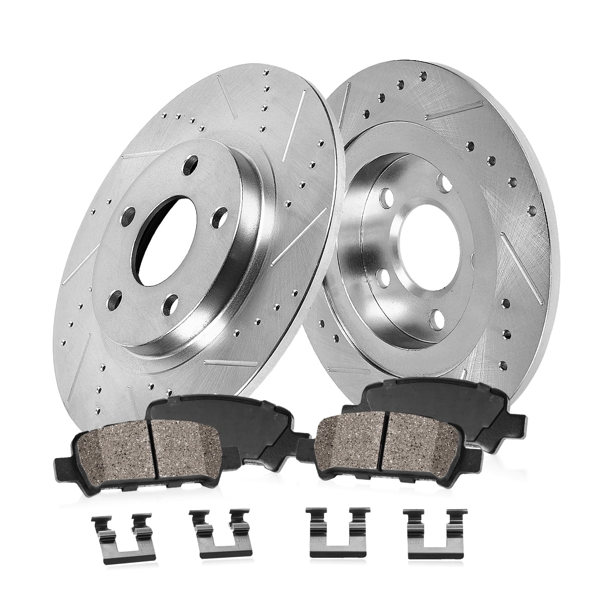 Callahan Brake Parts Brake Kit for Genesis G80 2017-2020, Hyundai Genesis 2010-2016, Kia K900 2015-2017 Rear Drilled and Slotted Brake Rotors with Ceramic Brake Pads EBYK034107