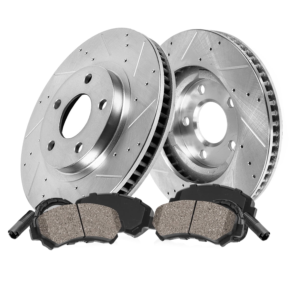Callahan Brake Parts Brake Kit for MERCEDES-BENZ Select Models Front Drilled and Slotted Brake Rotors with Ceramic Brake Pads EBYK042008