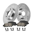 thumbnail image 1 of Callahan Brake Parts Brake Kit for Lexus RX330 04-06 Lexus RX350 07-09 Lexus RX400h 06-08 Toyota Highlander 04-07 Rear Drilled and Slotted Brake Rotors with Ceramic Brake Pads EBYK015511, 1 of 6
