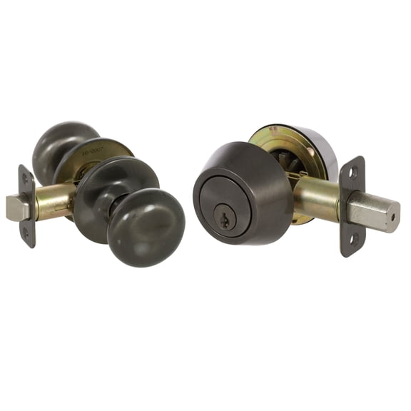 Callan KS3008 Saxon Single Cylinder Keyed Entry Knob And Deadbolt Combination Set - Nickel