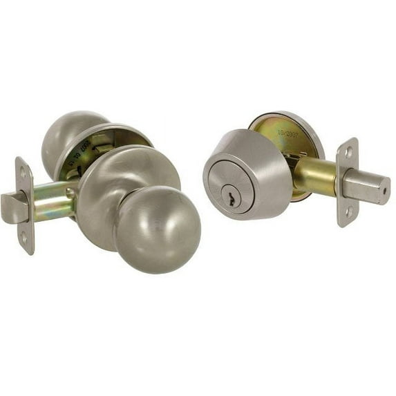 Callan KR3001 Fairfield Series Grade 3 Keyed Entry Knob & Single Cylinder Deadbolt Set, Satin Nickel