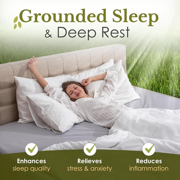 Callarome Queen Size Grounding Sheets - Grey Organic Cotton & Silver Fiber Earthing Bed Sheet for Natural Sleep