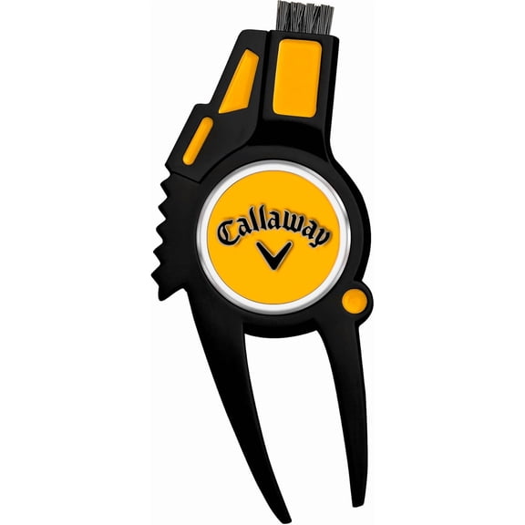 Callaway 4-in-1 Golf Divot Repair Tool, Black/Yellow