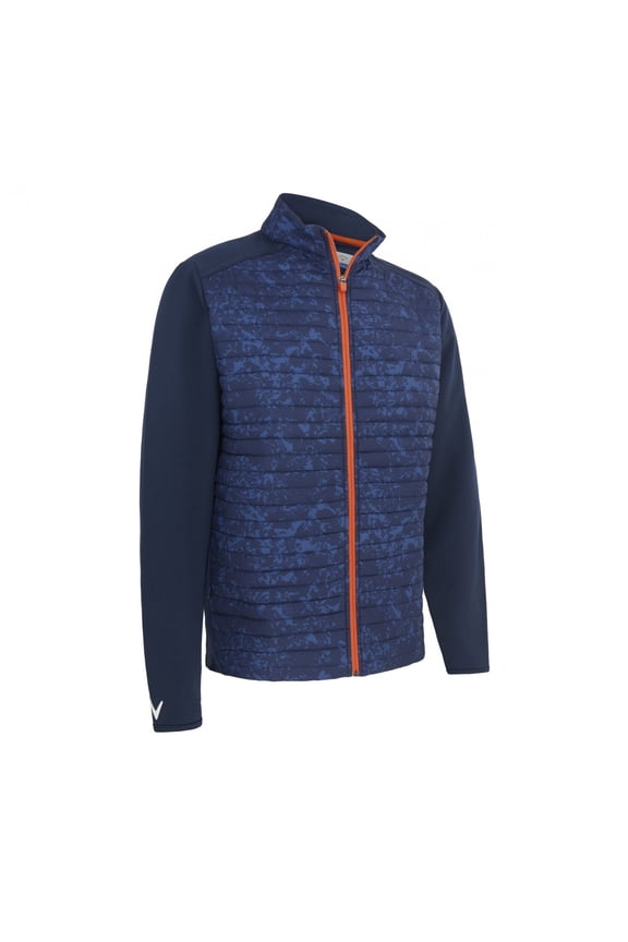 ABSTRACT CAMO PRINT MIXED MEDIA JACKET NAVY XL