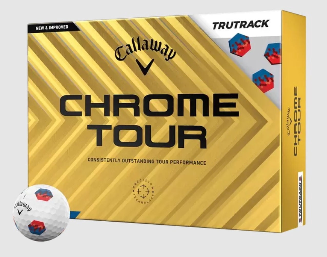 Callaway Golf 2024 Chrome Tour TruTrack Golf Balls (White/Blue/Red) 1dz