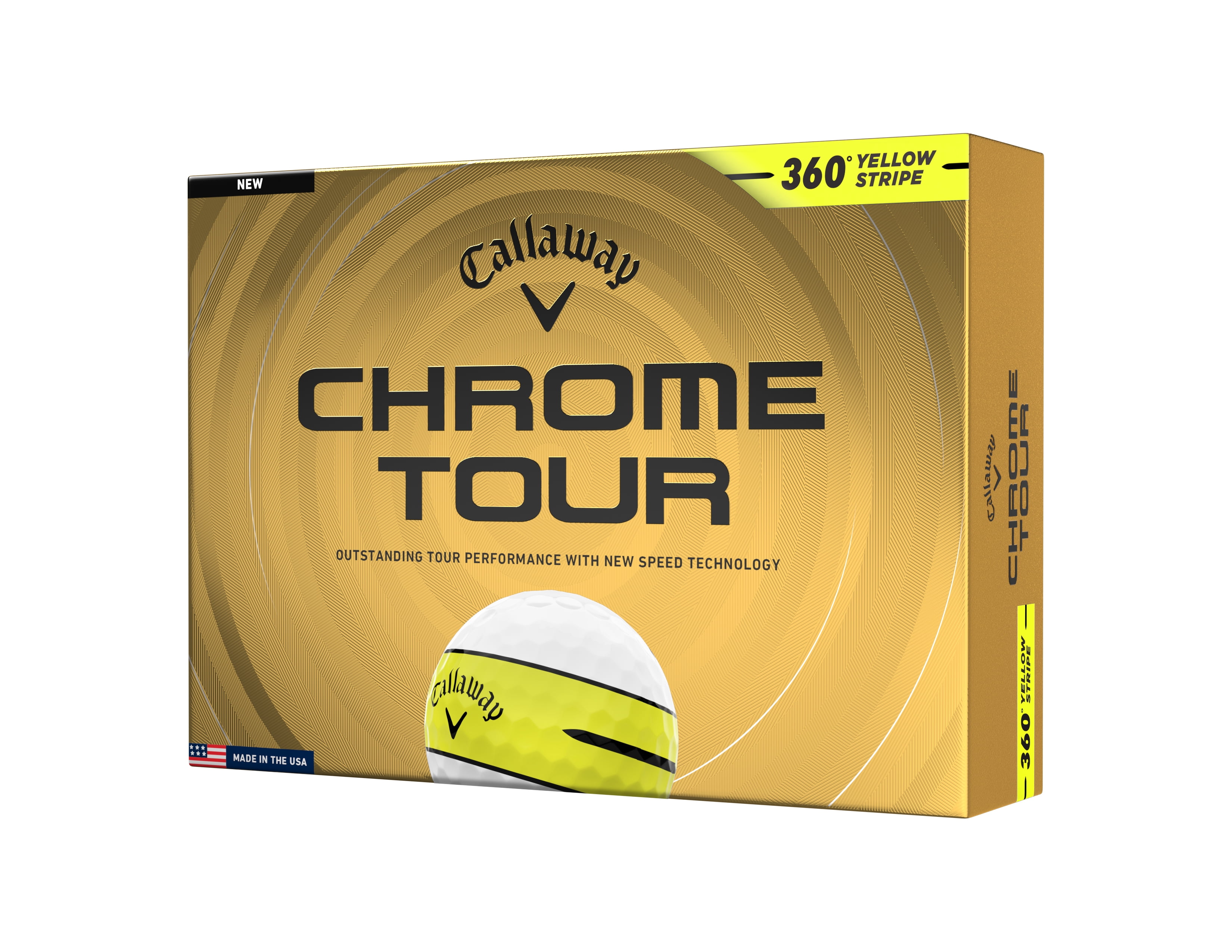 Callaway Golf Chrome Tour 26 - 360 Yellow Stripe 12 ball pk