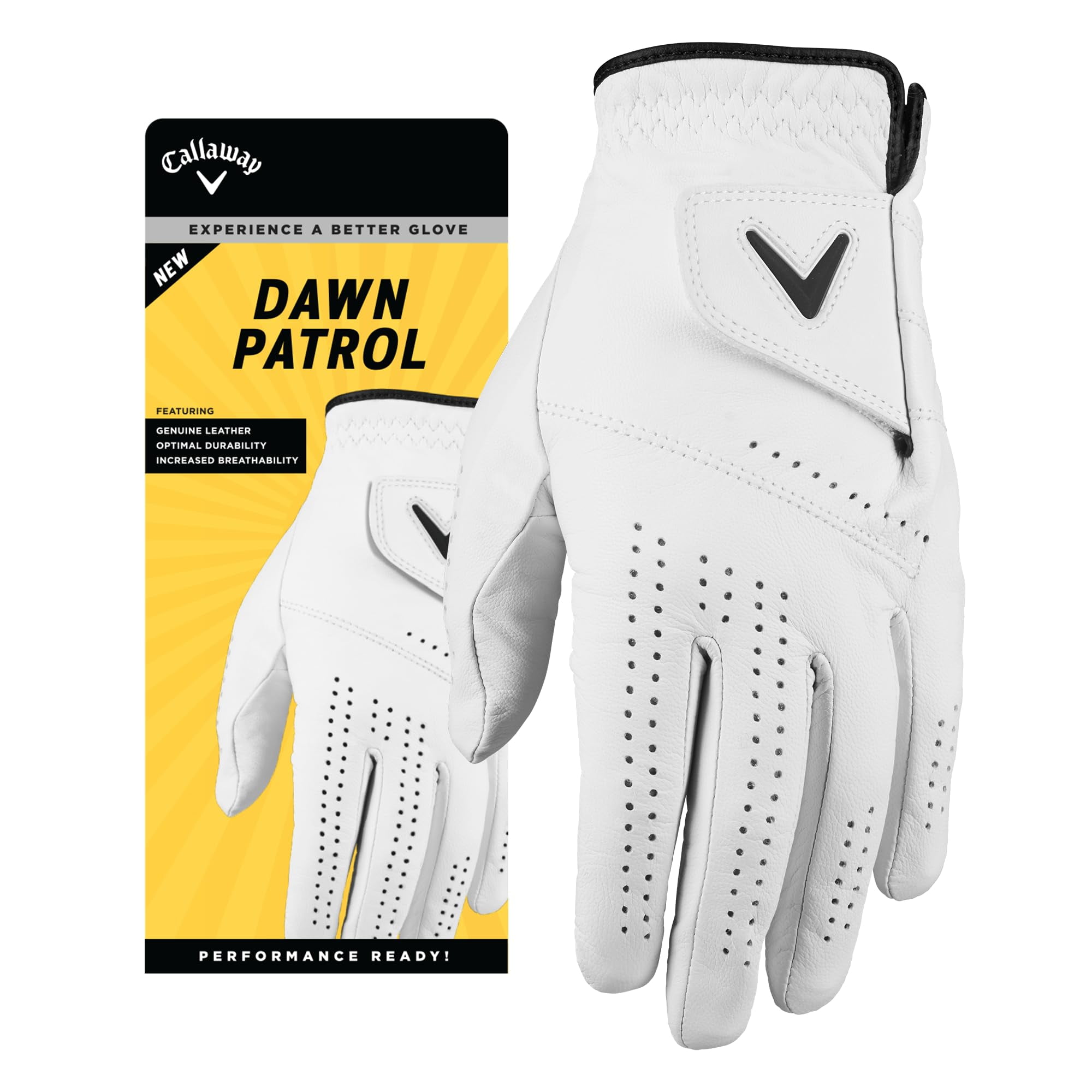 Callaway Golf Dawn Patrol Glove (Worn on Right Hand, White 2024, Medium, Standard)