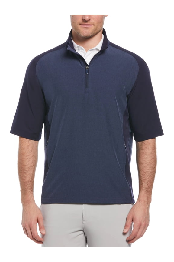 Golf Heather Blocked 1/2 Zip Short Sleeve Pullover Peacoat Heather Medium