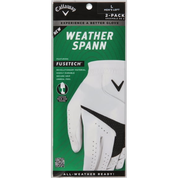 Callaway Golf MLH Weather Spann Glove (2-Pack) White Large