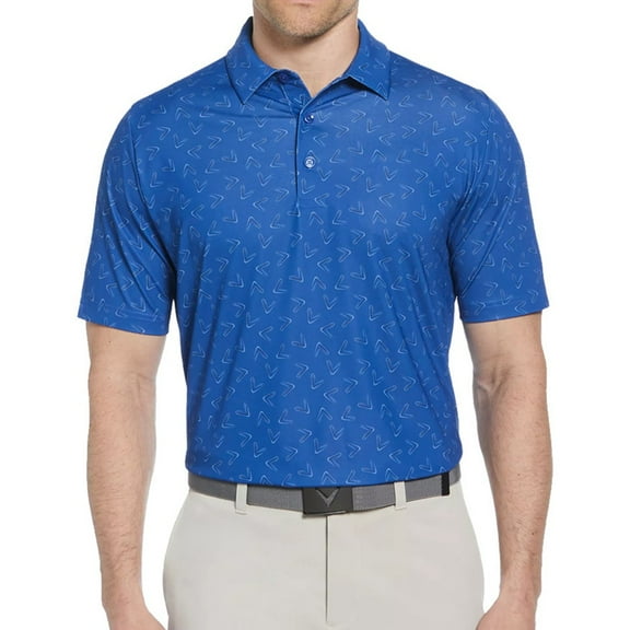 Callaway Men's All-Over Chevron Printed Short Sleeve Golf Polo,X-Large Glxy Blue -