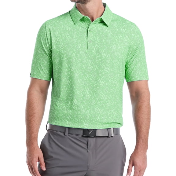 Callaway Men's All-Over Mini Chevron Printed Golf Polo, Large Neptune Green -