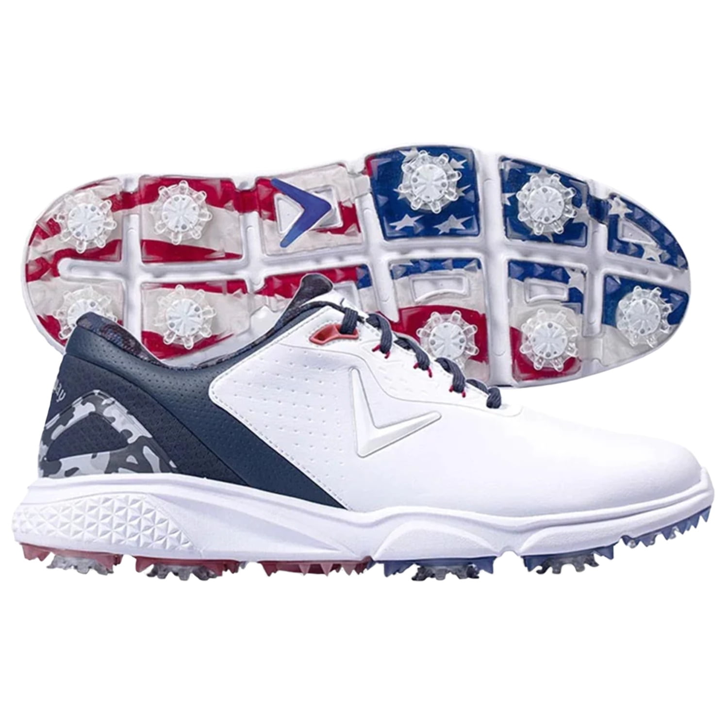 Callaway Men's Coronado V2 Golf Shoes White/Blue/Red 10 Wide
