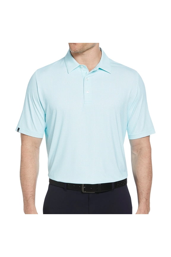 Men's Foulard Printed Golf Polo Golf Shirt - Large Blue Radiance -