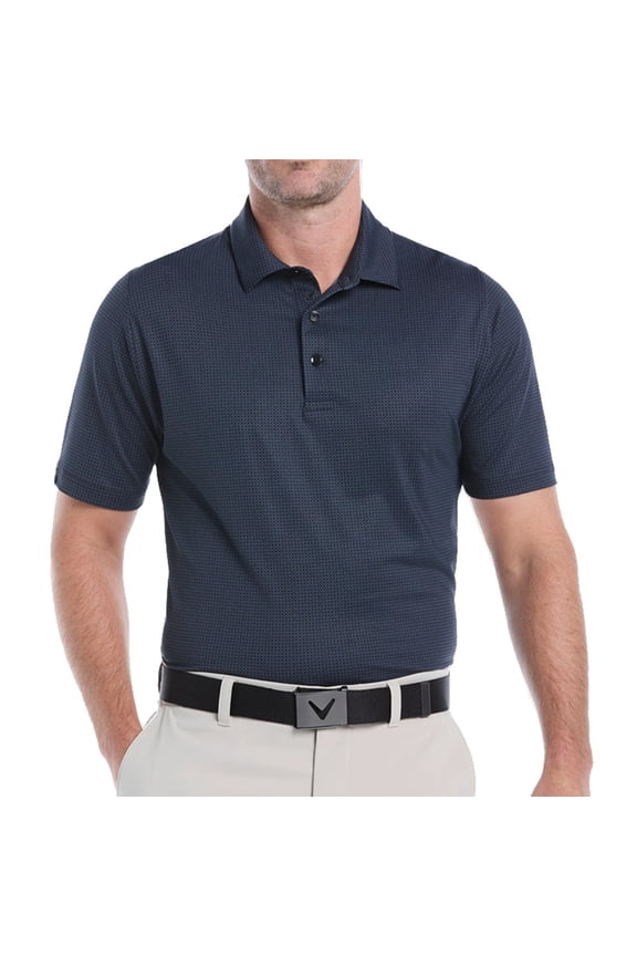 Men's Foulard Printed Golf Polo Golf Shirt - X-Large Caviar -