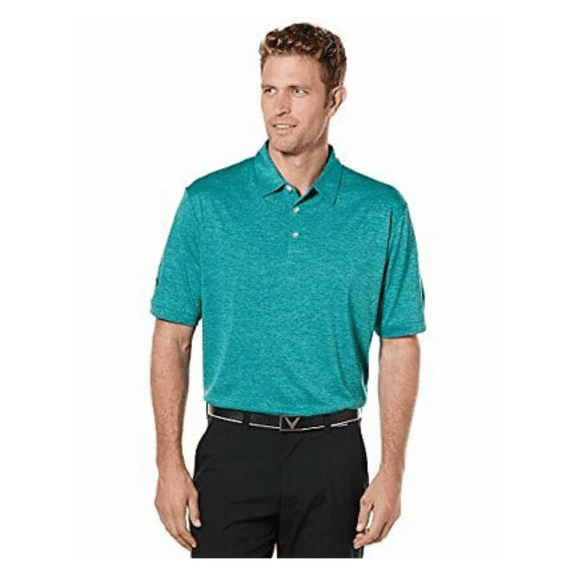 Callaway Men's Golf Short Sleeve Heathered Polo Shirt, Dynasty Green Heather,...