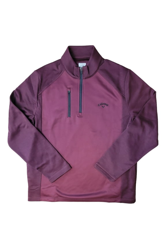 Men's Quarter-Zip UV Protection Long Sleeve Pullover (Black Fig Heather, L)