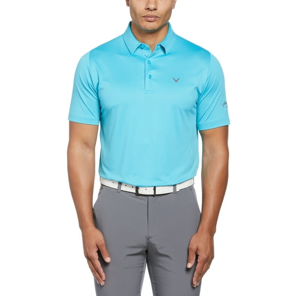 Callaway Men's Micro Hex Golf Performance Polo Shirt with Sun Protection, Solid Stretch Fabric (Scuba Blue, X-Large)
