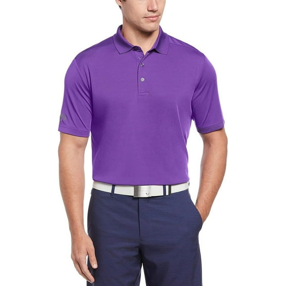 Callaway Men's Solid Short Sleeve Golf Polo, Tillandsia Purple, Medium